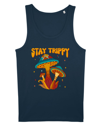 Stay Trippy Hippie Mushroom Retro Navy