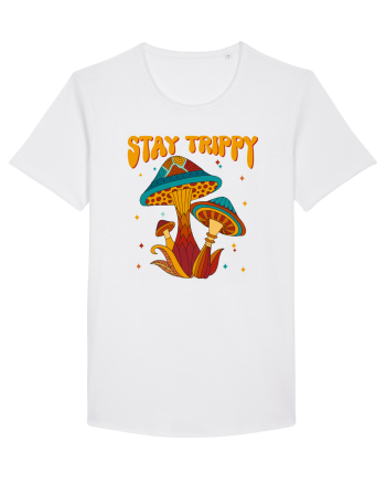 Stay Trippy Hippie Mushroom Retro White