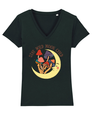 Stay Wild Moon Child Mushroom Moon Black
