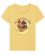 Stay Wild Moon Child Mushroom Moon Tricou mânecă scurtă guler larg fitted Damă Expresser
