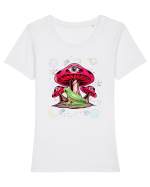  Frog Mushroom Galaxy Psychedelic Tricou mânecă scurtă guler larg fitted Damă Expresser