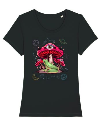  Frog Mushroom Galaxy Psychedelic Black
