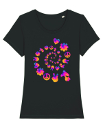 Mushroom Hippie Love Peace Sign Tricou mânecă scurtă guler larg fitted Damă Expresser