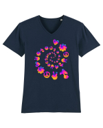 Mushroom Hippie Love Peace Sign Tricou mânecă scurtă guler V Bărbat Presenter