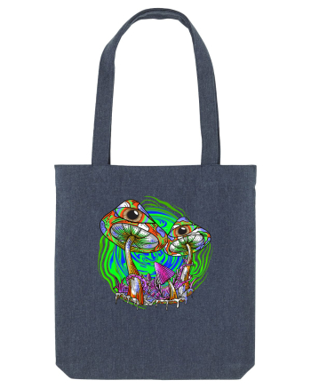 Trippy Psychedelic Mushroom Eyes Midnight Blue