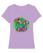 Trippy Psychedelic Mushroom Eyes Tricou mânecă scurtă guler larg fitted Damă Expresser