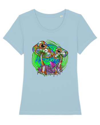 Trippy Psychedelic Mushroom Eyes Sky Blue