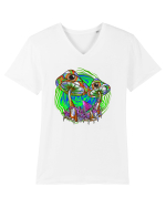 Trippy Psychedelic Mushroom Eyes Tricou mânecă scurtă guler V Bărbat Presenter