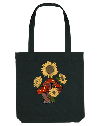Sunflower Mushroom Psychedelic Black