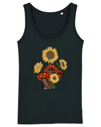 Sunflower Mushroom Psychedelic Black