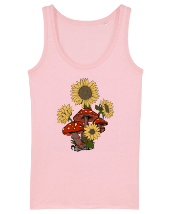 Sunflower Mushroom Psychedelic Cotton Pink