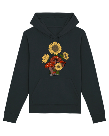 Sunflower Mushroom Psychedelic Black