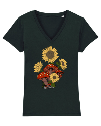 Sunflower Mushroom Psychedelic Black