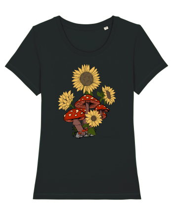 Sunflower Mushroom Psychedelic Black