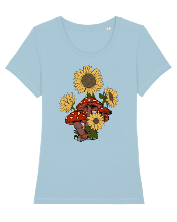 Sunflower Mushroom Psychedelic Sky Blue