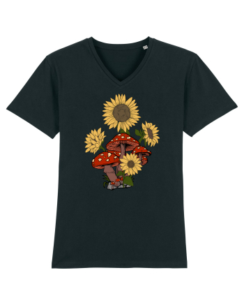 Sunflower Mushroom Psychedelic Black