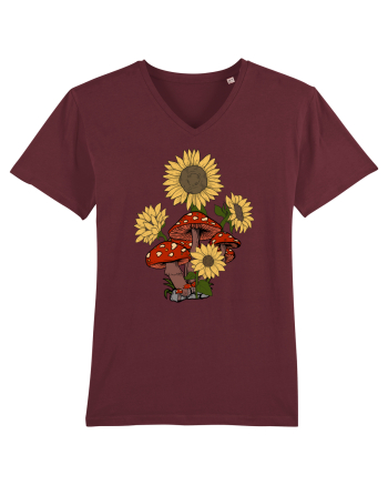 Sunflower Mushroom Psychedelic Burgundy