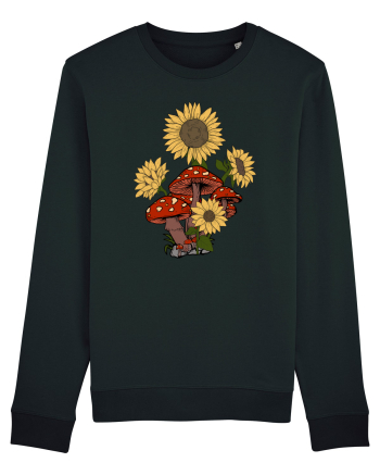 Sunflower Mushroom Psychedelic Black