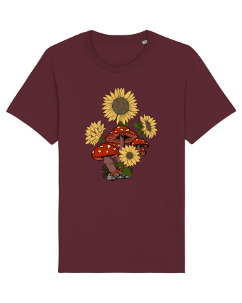 Sunflower Mushroom Psychedelic Burgundy