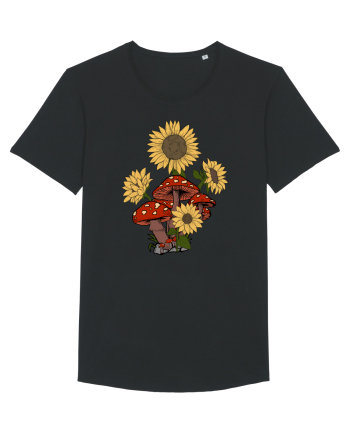 Sunflower Mushroom Psychedelic Black