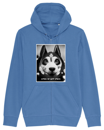 husky black and white Bright Blue