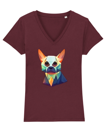 geometric dog Burgundy