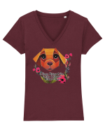 dog flower Tricou mânecă scurtă guler V Damă Evoker