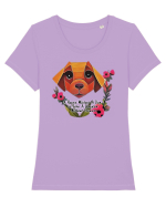 dog flower Tricou mânecă scurtă guler larg fitted Damă Expresser