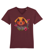 dog flower Tricou mânecă scurtă guler V Bărbat Presenter