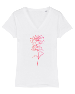 Pink Flower Tricou mânecă scurtă guler V Damă Evoker