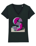 Litera S  3d - v1 Tricou mânecă scurtă guler V Damă Evoker