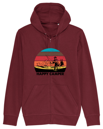 Happy Camper Retro Fishing Burgundy