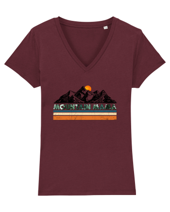 Mountain Mama Retro Sunset Burgundy