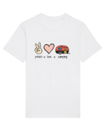 Peace Love Camping Tricou mânecă scurtă Unisex Rocker