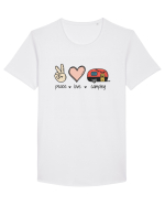 Peace Love Camping Tricou mânecă scurtă guler larg Bărbat Skater