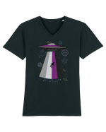 Ace Pride Ufo Asexual Lgbt Q Gaylien Tricou mânecă scurtă guler V Bărbat Presenter