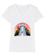 Alien Transgender Lgbt Q Gaylien Ufo Tricou mânecă scurtă guler V Damă Evoker