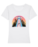 Alien Transgender Lgbt Q Gaylien Ufo Tricou mânecă scurtă guler larg fitted Damă Expresser