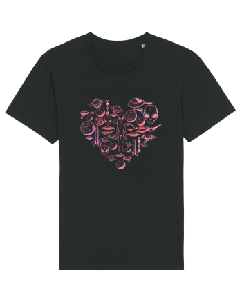 Aliens Ufo Enthusiast Lovers Heart Black