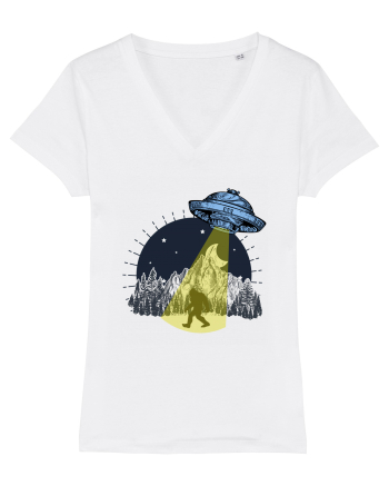 Bigfoot Ufo Moonmountain Alien Vintage White