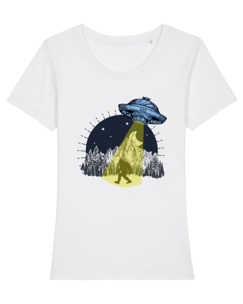 Bigfoot Ufo Moonmountain Alien Vintage White