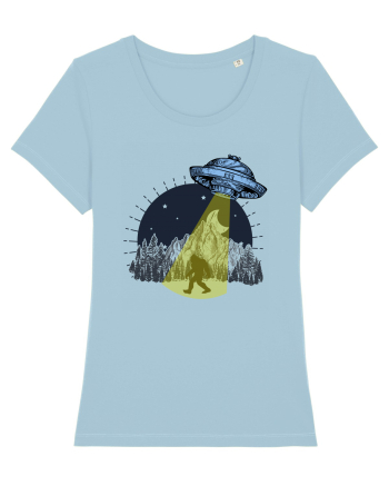 Bigfoot Ufo Moonmountain Alien Vintage Sky Blue