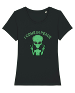 Cute Alien I Come In Peace Space Tricou mânecă scurtă guler larg fitted Damă Expresser