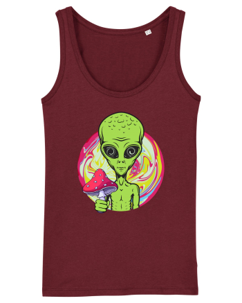 Edm Trippy Mushroom Alien Burgundy