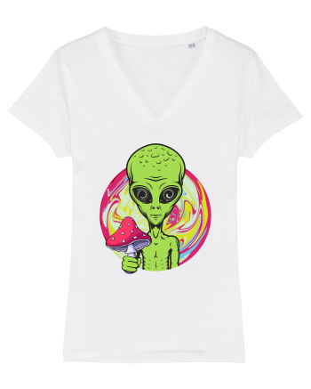 Edm Trippy Mushroom Alien White