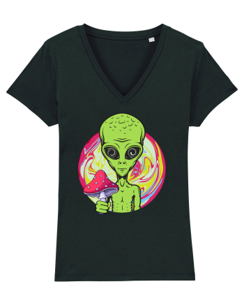 Edm Trippy Mushroom Alien Black