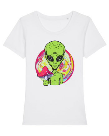 Edm Trippy Mushroom Alien White