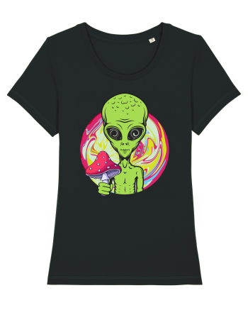 Edm Trippy Mushroom Alien Black