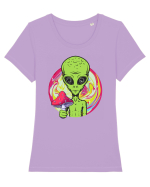 Edm Trippy Mushroom Alien Tricou mânecă scurtă guler larg fitted Damă Expresser
