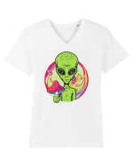 Edm Trippy Mushroom Alien Tricou mânecă scurtă guler V Bărbat Presenter